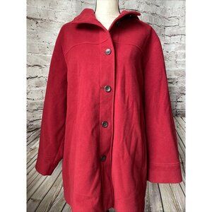 Eddie Bauer Women’s Red Hooded Wool Blend Jacket Coat Winter Size L